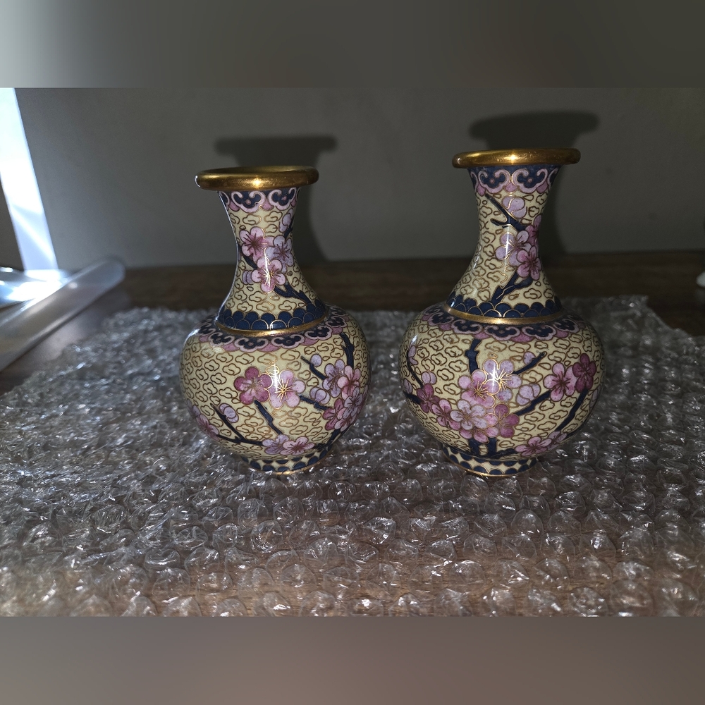 4" Vintage Cloisonné Small Vases